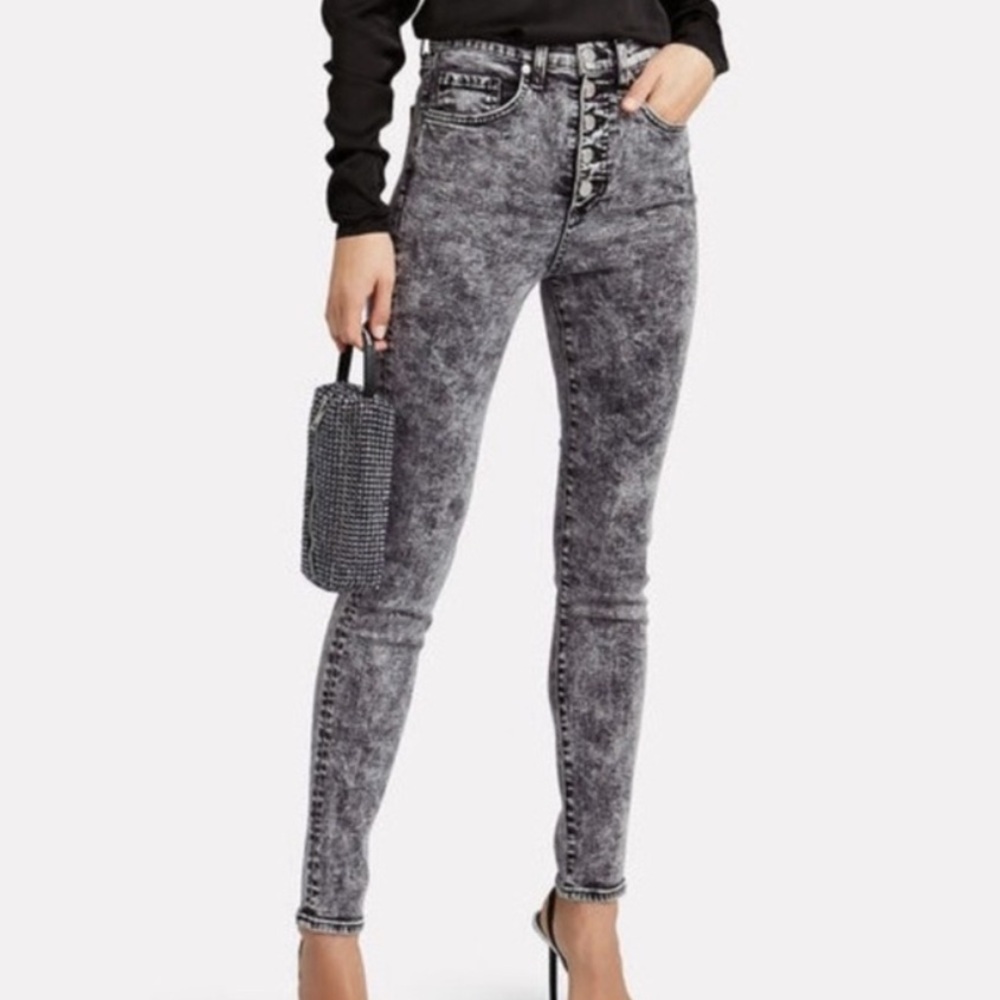 Veronica Beard Women's Black Acid Wash Maera Skinny Denim Jeans Size: 24/00